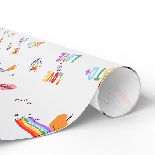 Pride Rainbow Icons Wrapping Paper Roll — LGBT Gift Wrap for Birthdays & Celebrations