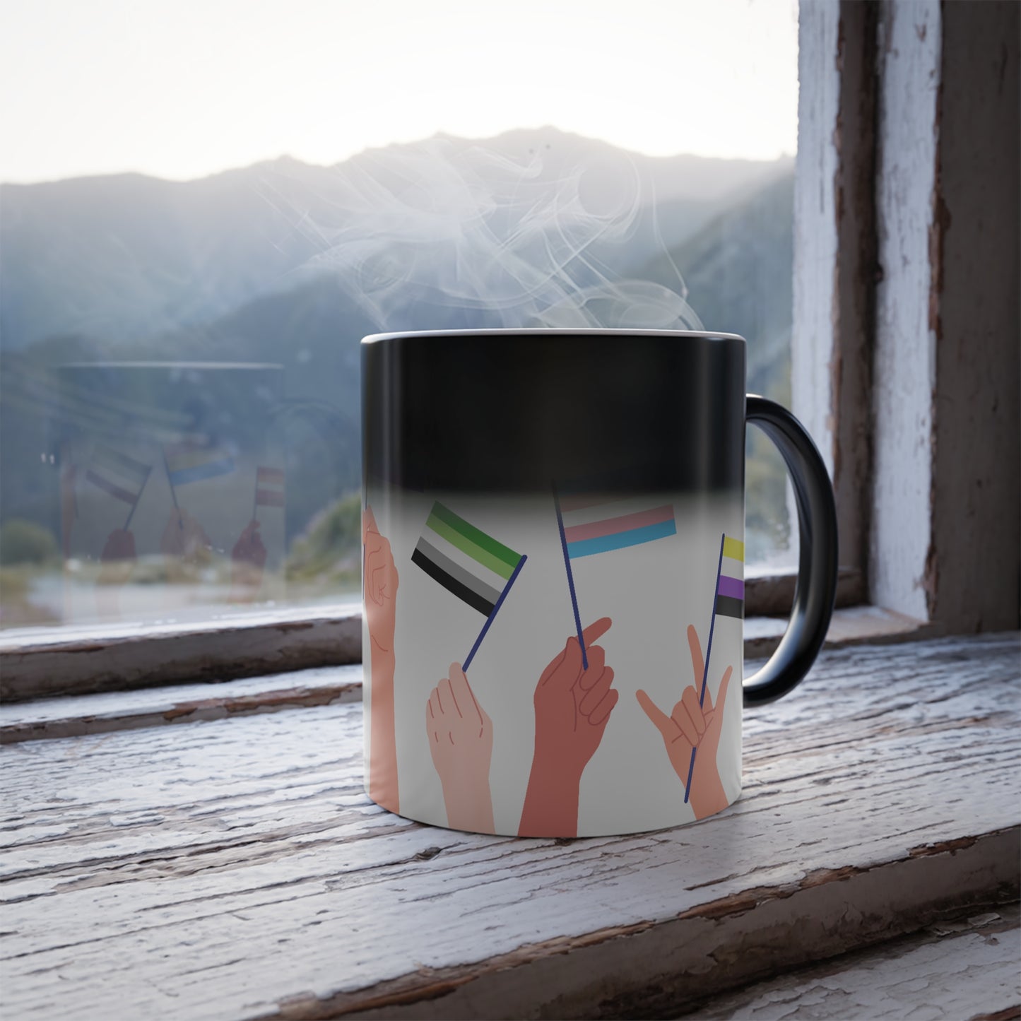 Pride Flag Color-Changing Mug — 11oz LGBTQ+ Support Heat Reveal