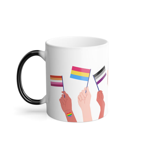 Pride Flag Color-Changing Mug — 11oz LGBTQ+ Support Heat Reveal