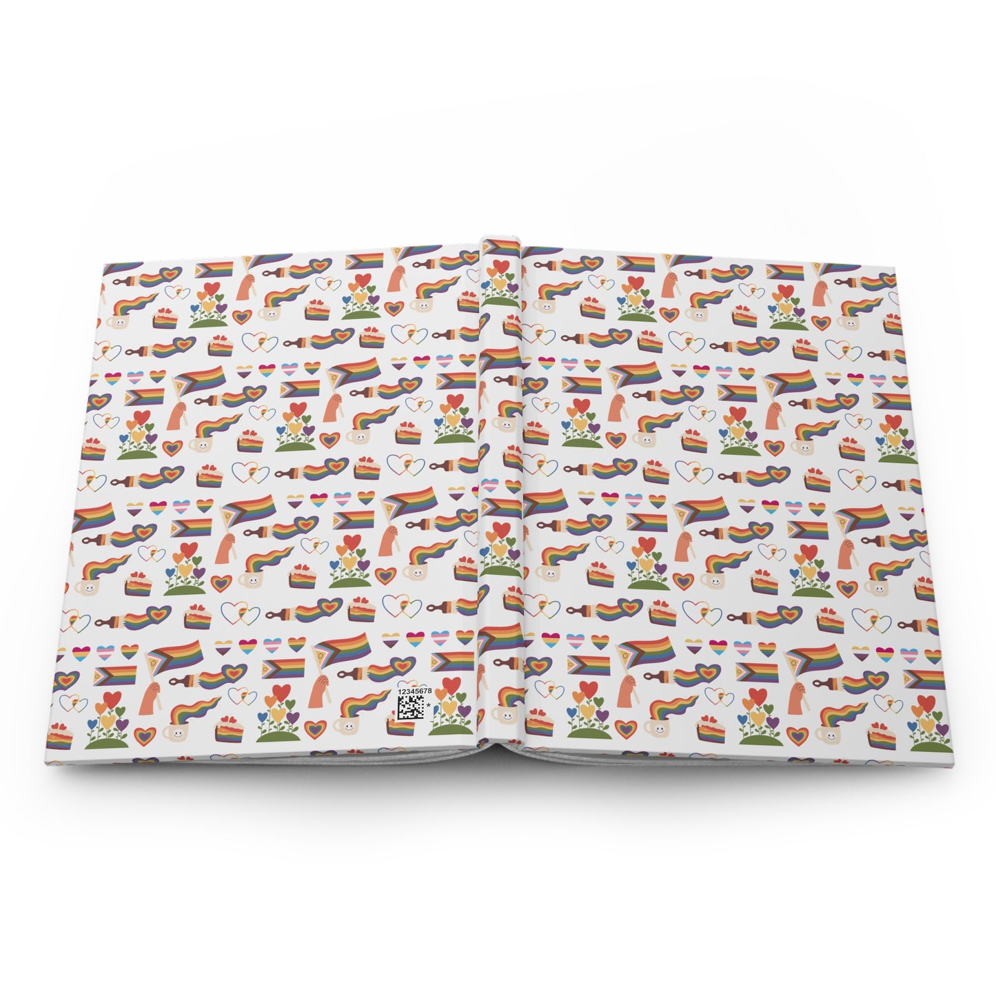 Pride Pattern Hardcover Journal — Rainbow Icons Matte Notebook