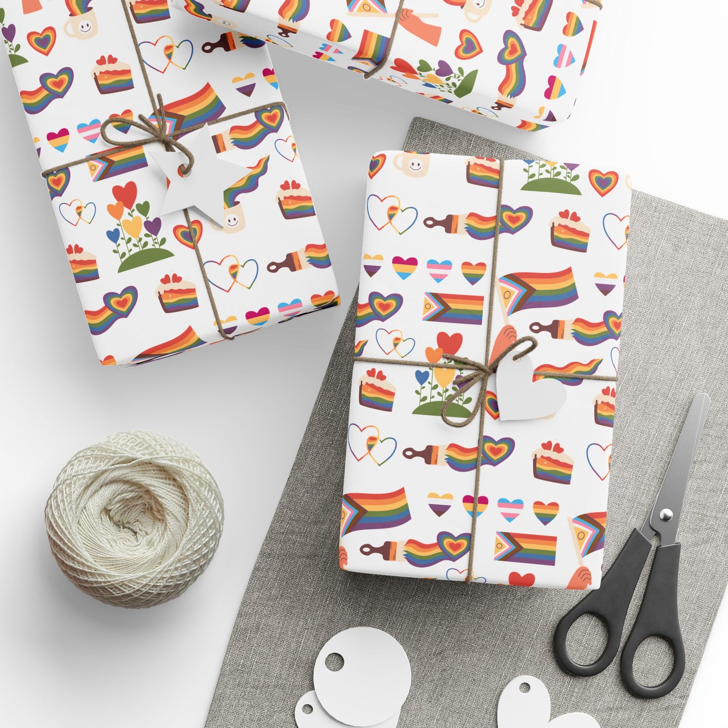 Progress Pride Flag Lesbian Trans Pan Nonbinary Flag Wrapping Paper Roll — LGBTQ+ Queer Gift Wrap for Birthdays, Christmas, Holidays & Celebrations