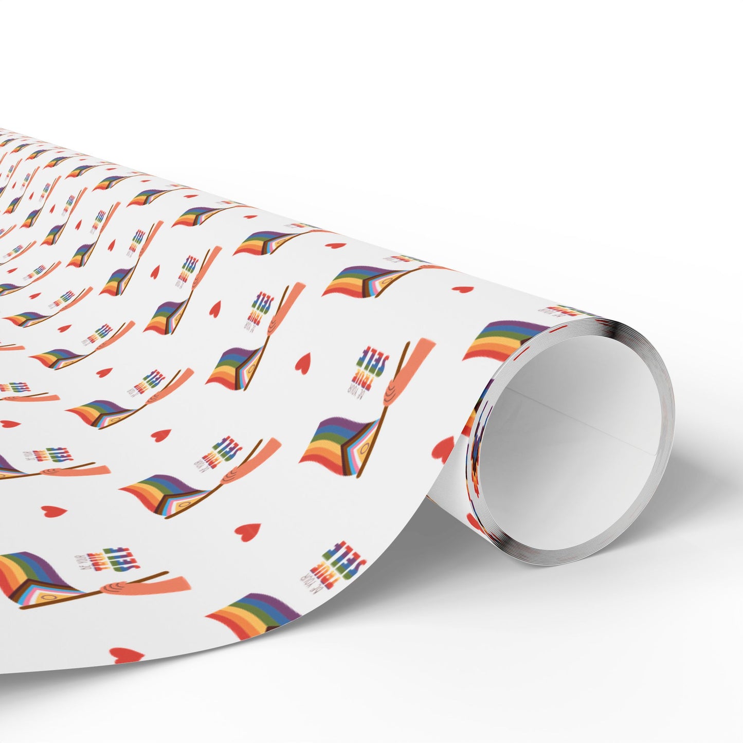 Pride Rainbow Icons Wrapping Paper Roll — LGBT Gift Wrap for Birthdays & Celebrations