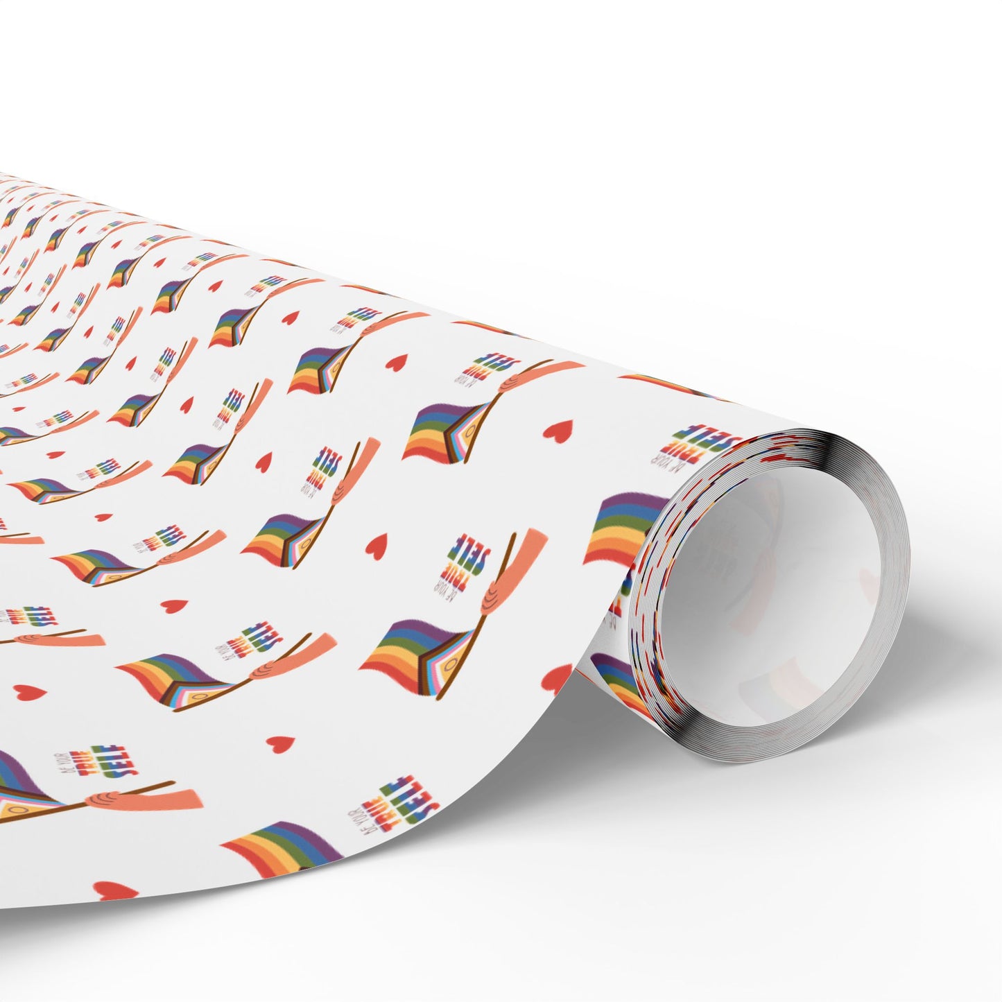 Pride Rainbow Icons Wrapping Paper Roll — LGBT Gift Wrap for Birthdays & Celebrations