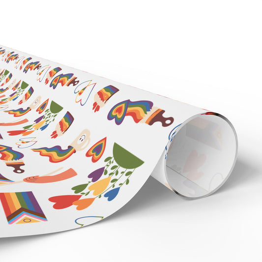 Progress Pride Flag Lesbian Trans Pan Nonbinary Flag Wrapping Paper Roll — LGBTQ+ Queer Gift Wrap for Birthdays, Christmas, Holidays & Celebrations