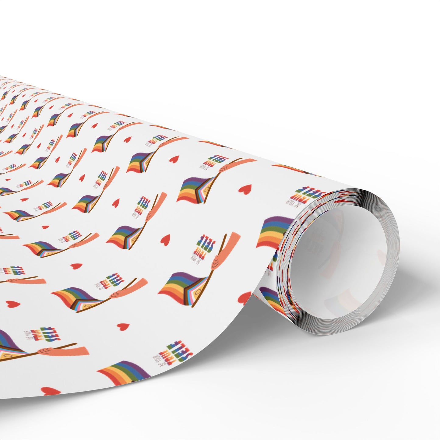 Pride Rainbow Icons Wrapping Paper Roll — LGBT Gift Wrap for Birthdays & Celebrations
