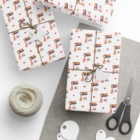 Pride Rainbow Icons Wrapping Paper Roll — LGBT Gift Wrap for Birthdays & Celebrations