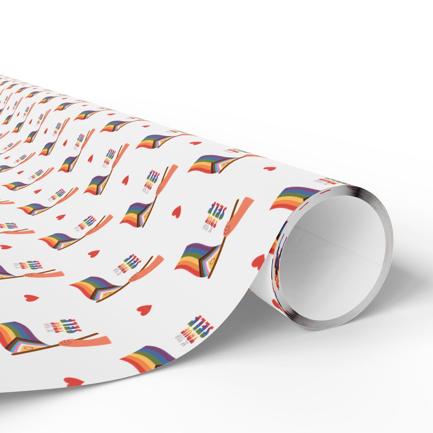 Pride Rainbow Icons Wrapping Paper Roll — LGBT Gift Wrap for Birthdays & Celebrations