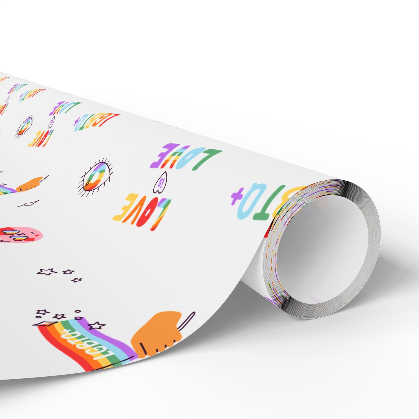Pride Rainbow Icons Wrapping Paper Roll — LGBT Gift Wrap for Birthdays & Celebrations