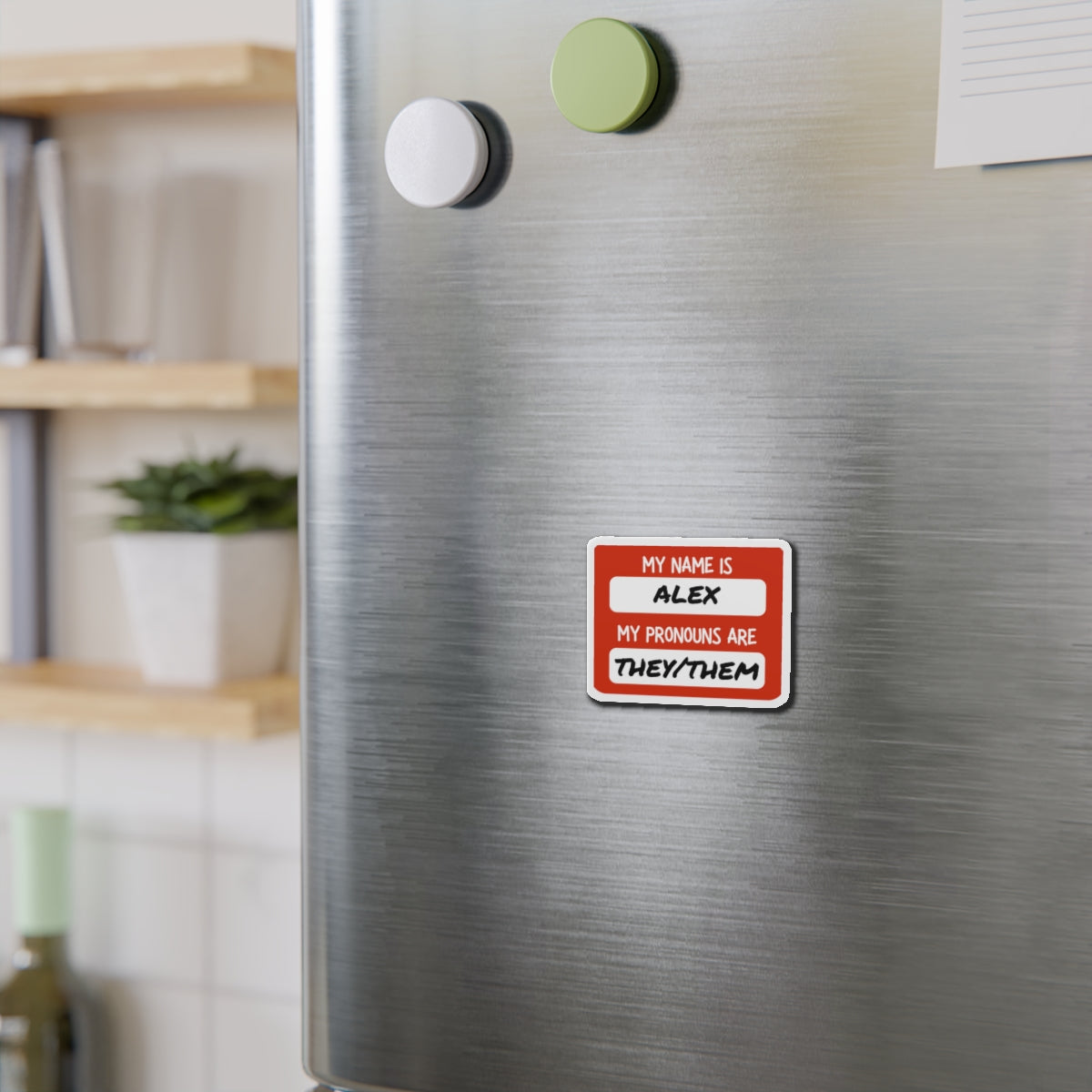 Custom Pronouns & Name Magnet Personalized — Red 'My Name Is / My Pronouns Are' Die-Cut Magnetic Label