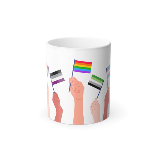 Pride Flag Color-Changing Mug — 11oz LGBTQ+ Support Heat Reveal