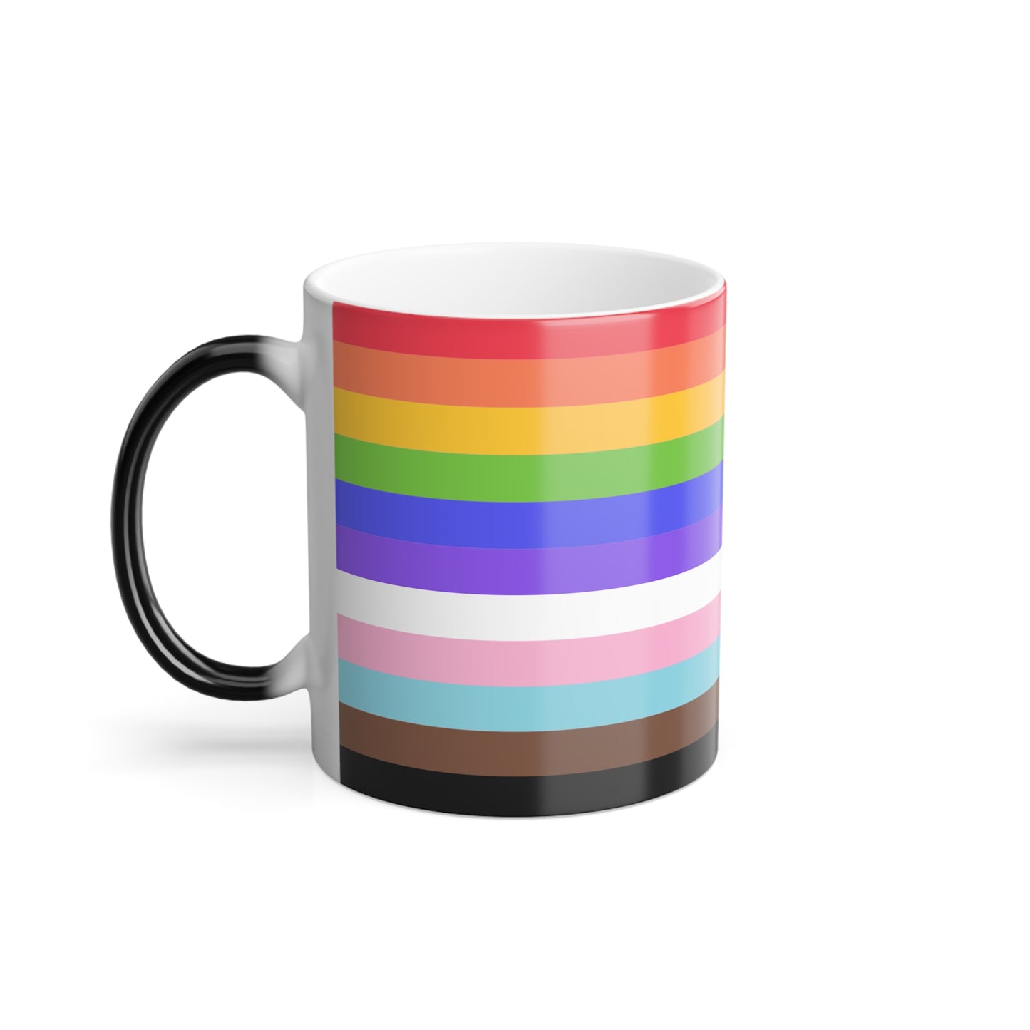 Progress Pride Flag Stripes LGBTQ+ Queer Ally Color Morphing Mug, 11oz