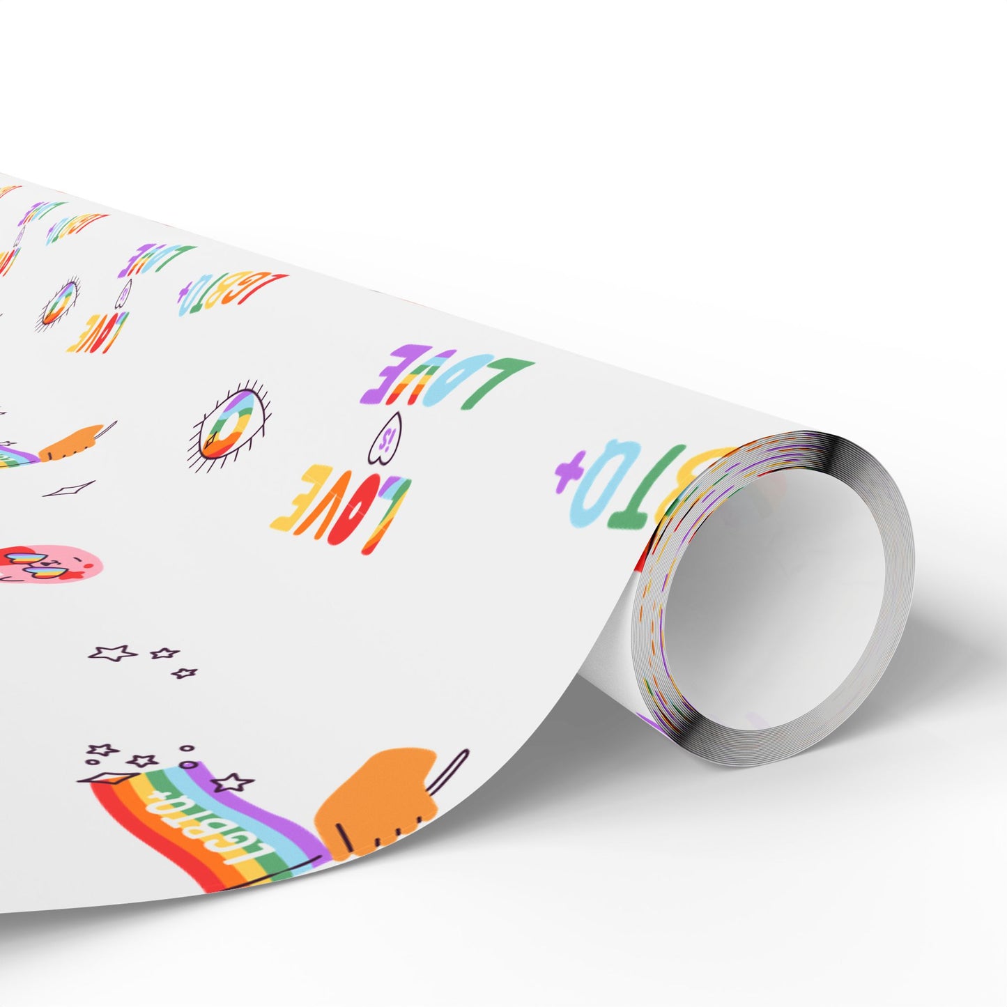 Pride Rainbow Icons Wrapping Paper Roll — LGBT Gift Wrap for Birthdays & Celebrations