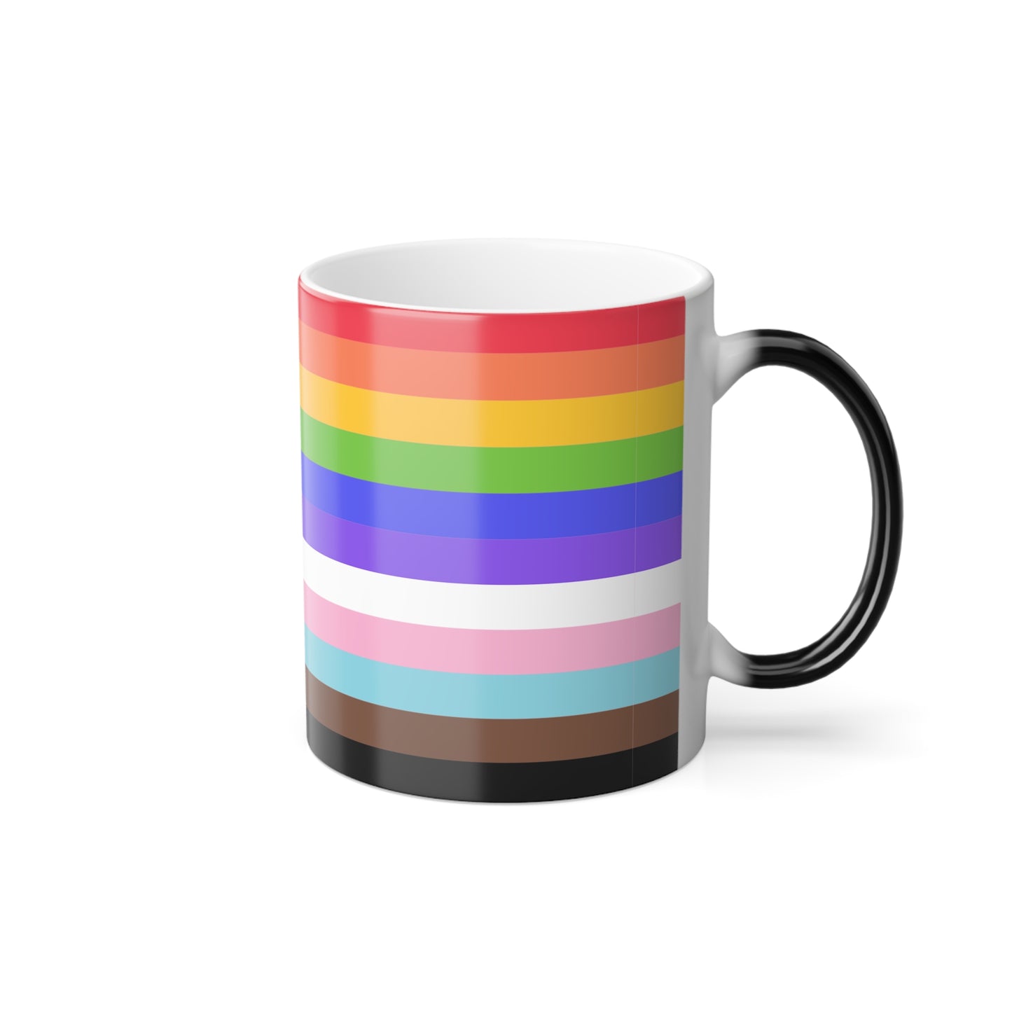 Progress Pride Flag Stripes LGBTQ+ Queer Ally Color Morphing Mug, 11oz