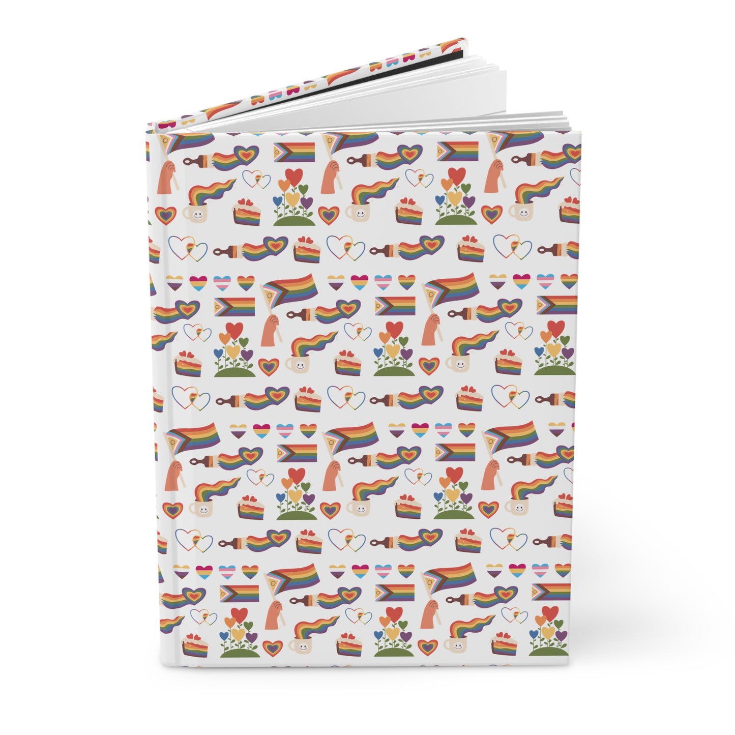 Pride Pattern Hardcover Journal — Rainbow Icons Matte Notebook
