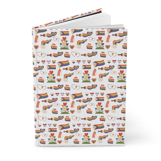 Pride Pattern Hardcover Journal — Rainbow Icons Matte Notebook