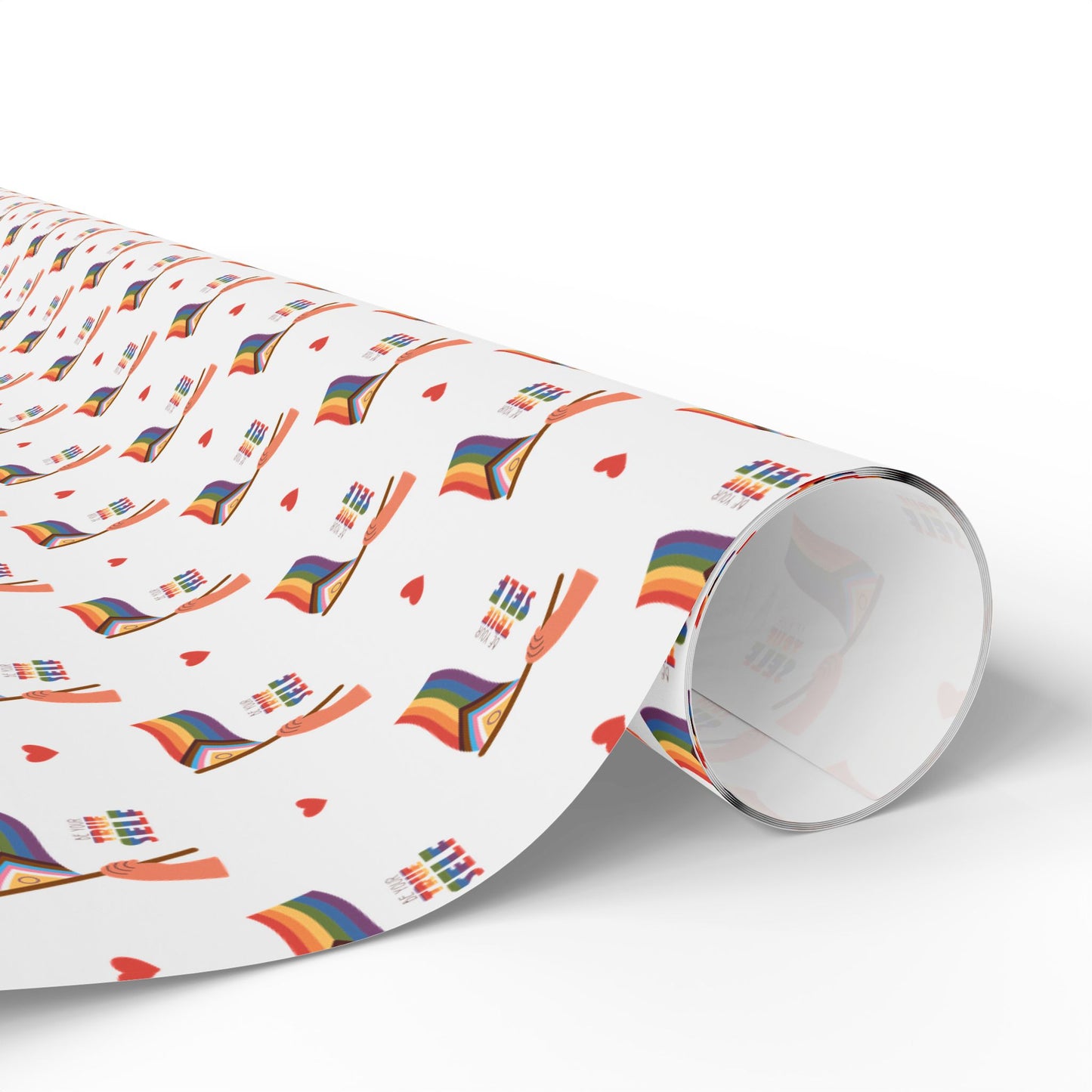 Pride Rainbow Icons Wrapping Paper Roll — LGBT Gift Wrap for Birthdays & Celebrations