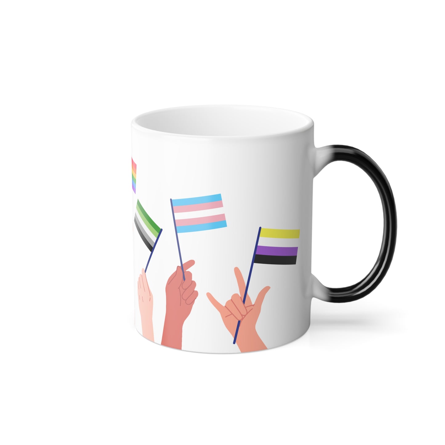 Pride Flag Color-Changing Mug — 11oz LGBTQ+ Support Heat Reveal