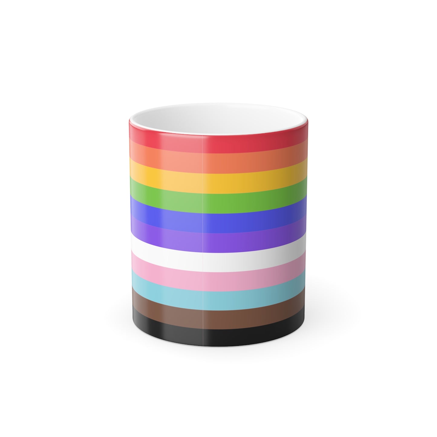 Progress Pride Flag Stripes LGBTQ+ Queer Ally Color Morphing Mug, 11oz